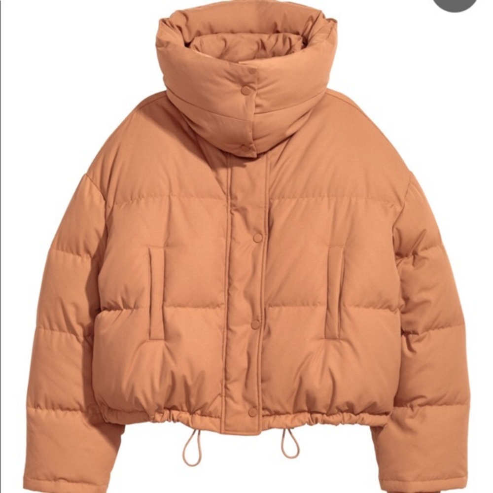 H&m tan puffer coat size 2 cropped
